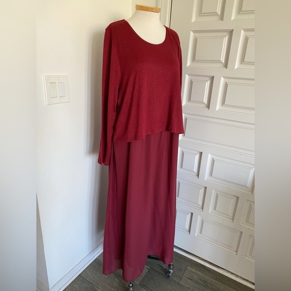NWT Soft Surroundings Cassie Dress Long Maxi Chiffon Cabernet Size XL 1X 2X 3X - Picture 13 of 16